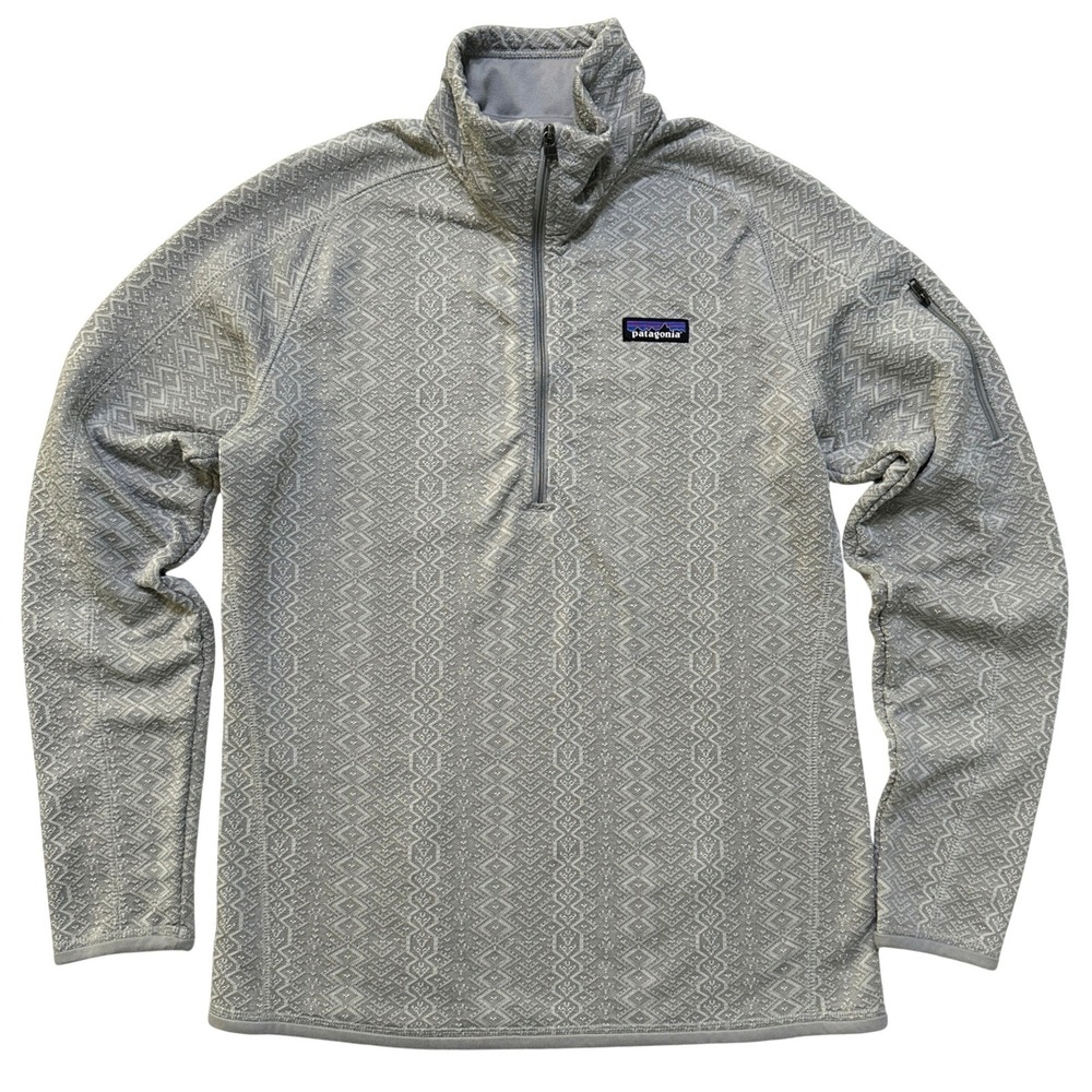 Patagonia Better Sweater 1/4 Zip‎ Pullover L Grey Fair Isle Jacquard Fleece Gorp